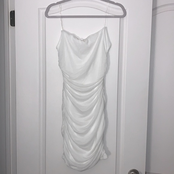 Fashion Nova Dresses & Skirts - New Fashion Nova Meshed Behavior Summer Mini Dress with Clear Straps in White